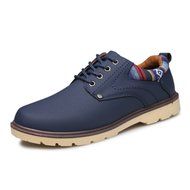 Spritech(TM) Men's Fashion British Comfort Non-slip Round Toe Work Shoe Flat Martin Boots Black N18