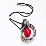 2015 Fashion Red tassel Long Sweater Chain Pendant Necklace Jewelry N3