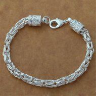 New Men's Fashion Jewelry Silver Plated Bracelet Chain Cuff Bangle N4