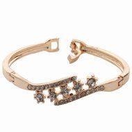 Hot Fashion Women Gold Plated Bangle Crystal Cuff Elegant Bracelet Jewelry Gift N3