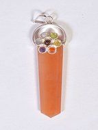 WholesaleGemShop - 7 Chakra Flat Red Aventurine Pendant With Flower & Silver Cap for Aura Cleansing