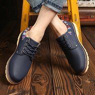 Spritech(TM) Men's Fashion British Comfort Non-slip Round Toe Work Shoe Flat Martin Boots Black N20