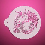 Sher 2Phoenix &amp; Peony Design Cupcake Top Stencils ,Decorating Stencils for Cake,Flower Cake Stencil