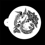 Sher 2Phoenix &amp; Peony Design Cupcake Top Stencils ,Decorating Stencils for Cake,Flower Cake Stencil N2