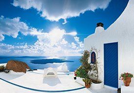 Komar DM269 Ideal Decor Santorini Sunset 8-Panel Wall Mural by Ideal Decor