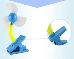Glovion USB Clip-On Stroller Fan( Safe Blades Rechargeable &amp;5.7Ft USB Cable) (Blue) N14
