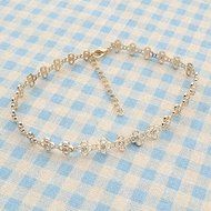 Choker Women Punk Lucky Grass Necklace Plastic Gold Silver Rhinestone Party N7