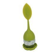 Stainless Steel Tea Infuser Strainer with Green Silicone Leaf Lid (1) by Generic