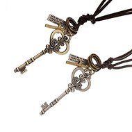 Fashion Punk Vintage Leather Key Silver Bronze Color Charm Pendant Necklace (Bronze) N2