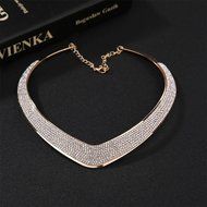Women Fashion Jewelry Chain Pendant Crystal Choker Chunky Statement Bib Necklace