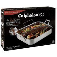 Calphalon 1833931 AccuCore Stainless Steel Roaster with Rack, 16-Inch N3