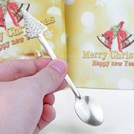 Powstro Stainless Steel Coffee Spoons Christmas Design Tableware - 4pcs(random shapes)