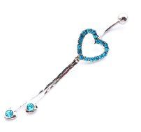 Dedegui 14g Blue hearts tassels Dangling Belly Button Navel Ring Body Piercing Jewelry