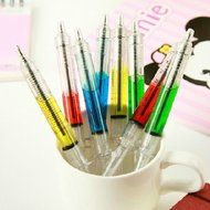 Pink Lizard 4Pcs Syringe Ballpoint Pen Random Color Needle Refill Ink Blue Bulk Novelty Blood Office School Funny...