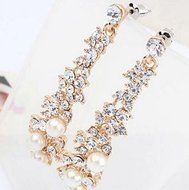 Pearl Rhinestone Women Lady Crystal Dangle Chandelier Earrings Jewelry N2