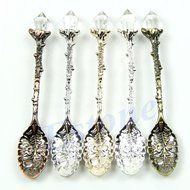 5pcs/lot Royal Luxury Vintage Palace Carved Coffee Tea Mini Ice Cream Scoop Spoon