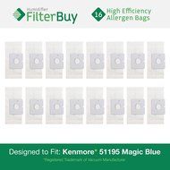 16 - Kenmore 51195 Magic Blue Canister Micro Allergen Vacuum Bags. Designed by FilterBuy to Replace Kenmore Part...