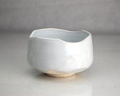 White Kohiki Japanese Ceremony Tea Bowl | Chawan | #47114 | Hand Made | Kohiki Minoyaki | White | 15oz | Japan |