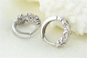 New Fashion Women Silver Plated Flower Crystal Rhinestone Stud Hoop Earrings N4