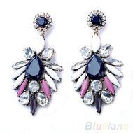 Fashion Design Charm Gem Flossy Crystal Statement Club Ear Studs Dangle Earrings N2