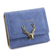AutumnFall Women Clutch Short Christmas Elk Buckle Purse Wallet Card Holder Handbag Bag (Blue) N4