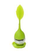 Drhob 1PC green Creative leaf shape silicone stainless steel tea bag tea strainer
