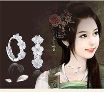 New Fashion Women Silver Plated Flower Crystal Rhinestone Stud Hoop Earrings N5