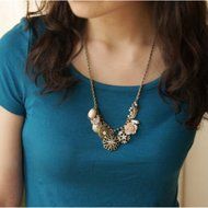 Fashion Jewelry Crystal Chunky Statement Bib Pendant Chain Choker Charm Necklace N2