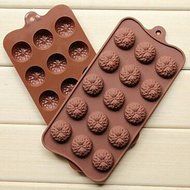 Sher 15 Hole Sunflower Shape Cake Ice Jelly Chocolate Molds,Silicone 22&iexcl;&Aacute;10.5&iexcl;&Aacute;1.5 CM(8.7&iexcl;&Aacute;4.1&iexcl;&Aacute;0.6 INCH)