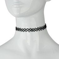 Tiean Tattoo Choker Stretch Necklace Black Retro Henna Vintage Elastic