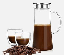 Hiware Borosilicate Glass Water Carafe Pitcher with Stainless Steel Infuser Lid, 50 oz.