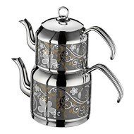Turkish Double Tea Pot Set Inter Sahra Stainless Steel Teapot
