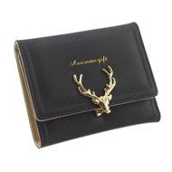AutumnFall Women Clutch Short Christmas Elk Buckle Purse Wallet Card Holder Handbag Bag (Blue) N5