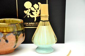 Japanese Mino Yaki ware Matcha Bowl And Tea Ceremony Set Green Tea 11.5 / 11.5 / 9cm (4.5 / 4.5 / 3.5inch)[7408] N2
