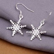 925 Sterling Silver Plated Snowflake Dangle Drop Hook Earrings Jewelry Gifts