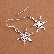 925 Sterling Silver Plated Snowflake Dangle Drop Hook Earrings Jewelry Gifts N2
