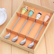 Ceramics Stainless Steel Tableware Creative 5-pieces Coffee Scoops Stirring Sugar Tea Spoons N4