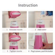 Kazoo Compact Handheld Fabric Steamer, portable mini for travel, Pink N8