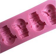 FLY 3D Silicone Snowman Shape Fondant Mold For Cooking Decorating Tools,Pink N2