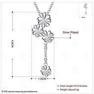 Women 925 Sterling Silver Long Chain Flower Pendant Crystal Necklace Jewelry N4