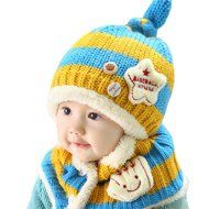 Toddler Girls Boys Baby Kid Winter Beanie Warm Hat Hooded Knitted Wool Scarf Cap N3