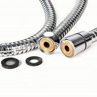 Purelux&reg; 100 Inch Extra Long Double Lock Stainless Steel Replacement Shower Hose with Brass Fittings, Chrome Finish... N5