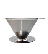 Stainless Steel Pour Over Coffee Dripper - Reusable Double Layer Mesh Filter and Coffee Scoop with Bag Clip N2