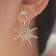 Rhinestone Crystal Lady Women 1 Pc Dangle Gold Earrings Star Ear Stud Earring N3