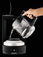 KRUPS KM4689 Moka Brewer Coffee Maker Machine with Permanent Filter and Glass Carafe, 10-Cup, Black N3