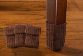 Medium/Chocolate Brown- Furniture Floor Protection -8 Pack Ribbed Chair Sock Protectors by NancyProtectz