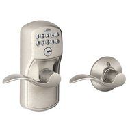Schlage FE575 PLY 619 ACC Plymouth Keypad Entry with Auto-Lock and Accent Levers, Satin Nickel by Schlage Lock...