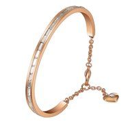 AutumnFall Women&#039;s Swarovski Crystal Accented Gold-Tone and Black Bangle Watch with Bracelet Set (609GB) N65