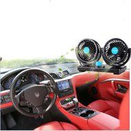 Xcellent Global 12V Car Dual Heads Cooling Fan Rotating Auto Quiet Ventilation with Kids Safe Design AT015 N5