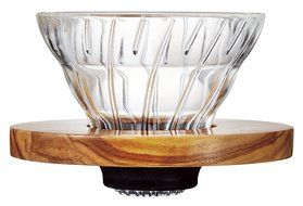Hario VDG-01-OV V60 Glass Coffee Dripper 01, Olive Wood